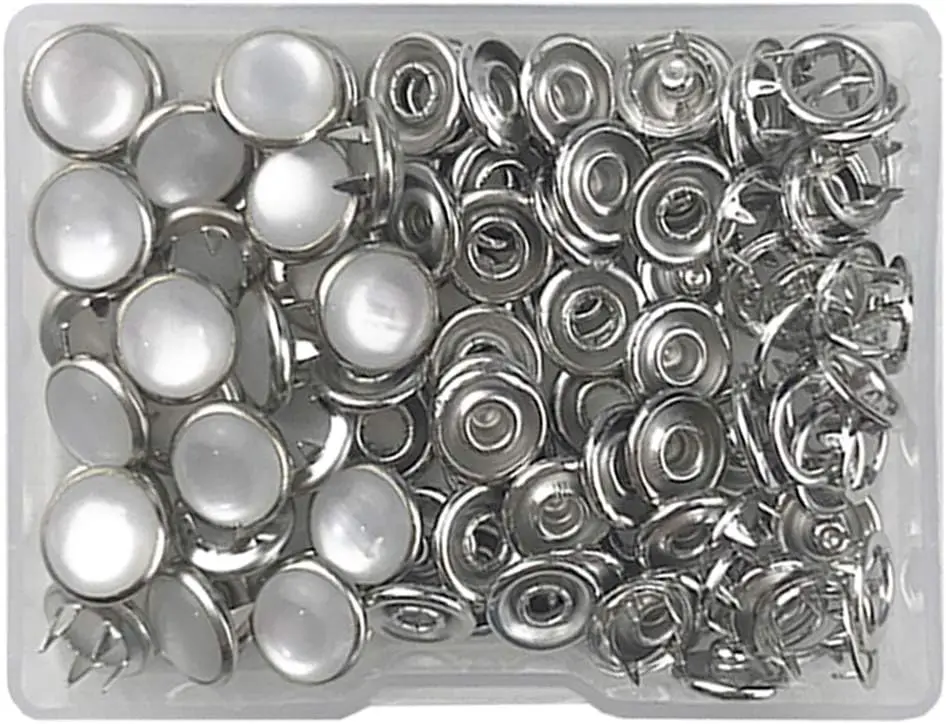 25 Sets Pearl Snaps Fasteners Kit With Box Combination Five-Claw 10mm Prong Ring Snap Buttons for Shirt Clothes Popper Studs