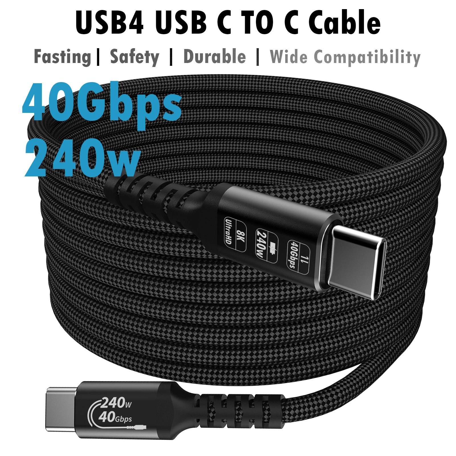 40Gbps Data Transfer USB4 Cable Compatible with Thunderbolt 3/4 8K@60Hz  240W Fast Charging for SSD Macbook Pro  iPhone 17