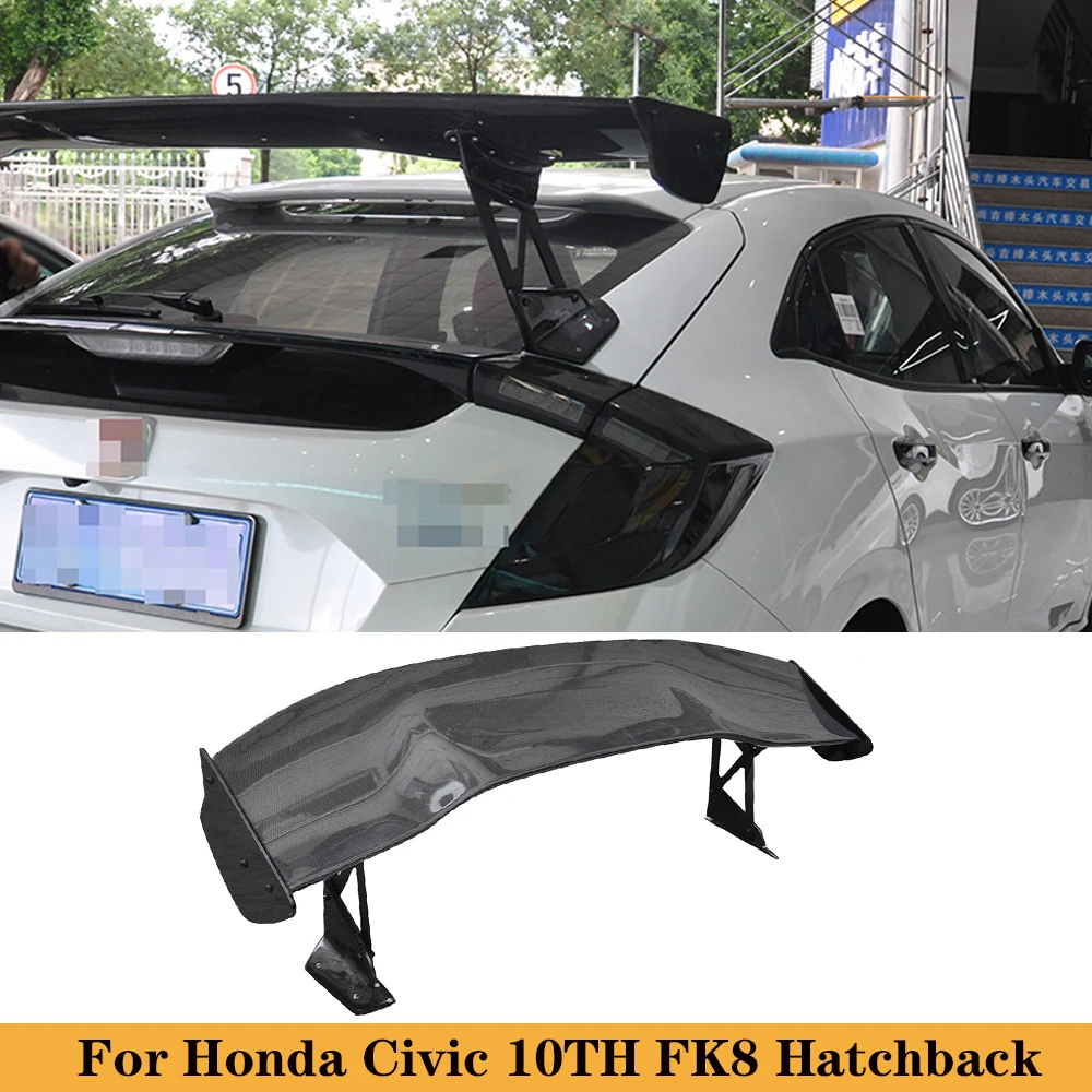 Carbon Fiber JS Rear Spoiler Wing Trunk Boot Lip For Honda Civic TYPE R FK8 Hatchback 2016-2020 Auto Tuning