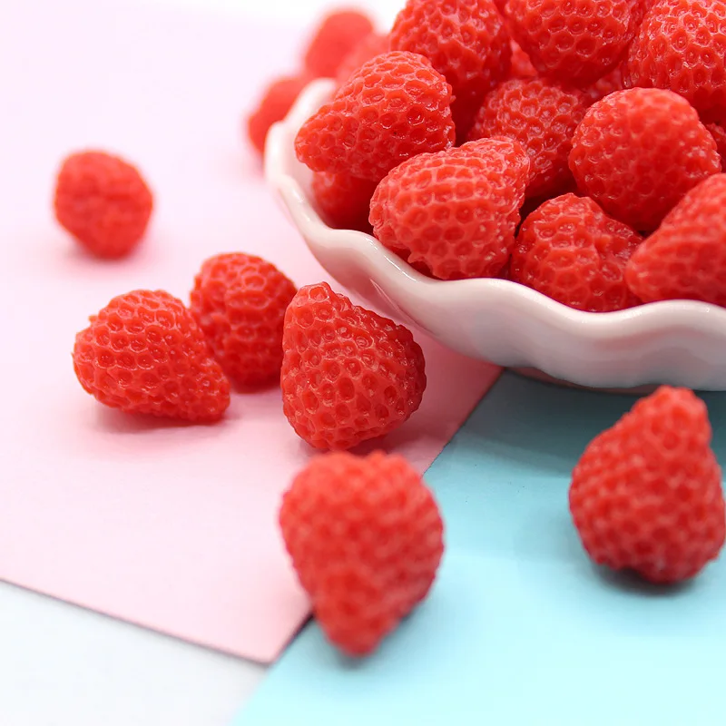 10pcs Resin Strawberry Decoration Accessories Scrapbooking Flatback Charms Cabochons Miniatures