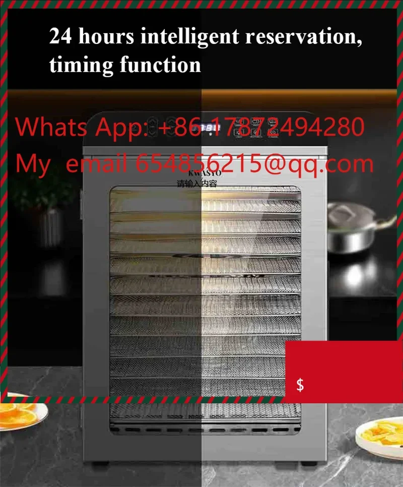 

Commercial 12 Layers Food Dryer Dehydrator 110V 220V Smart Vegetables Fruit Drying Machine Timing Function Kitchen Appliance
