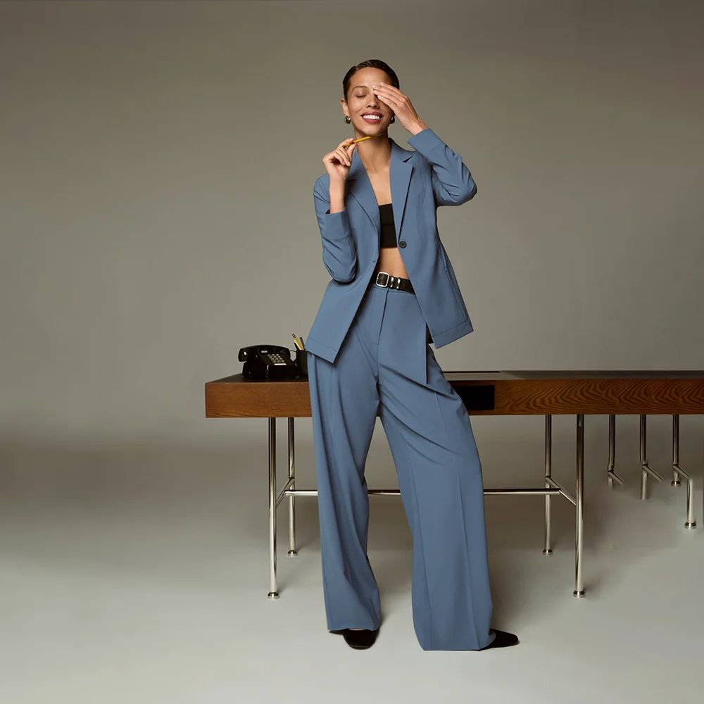 

Комплект из 2 предметов, женская куртка, широкие брюки, свободный повседневный роскошный женский костюм для социальных вечеринок, Conjunto De Dos Piezas Para Mujer Elegante