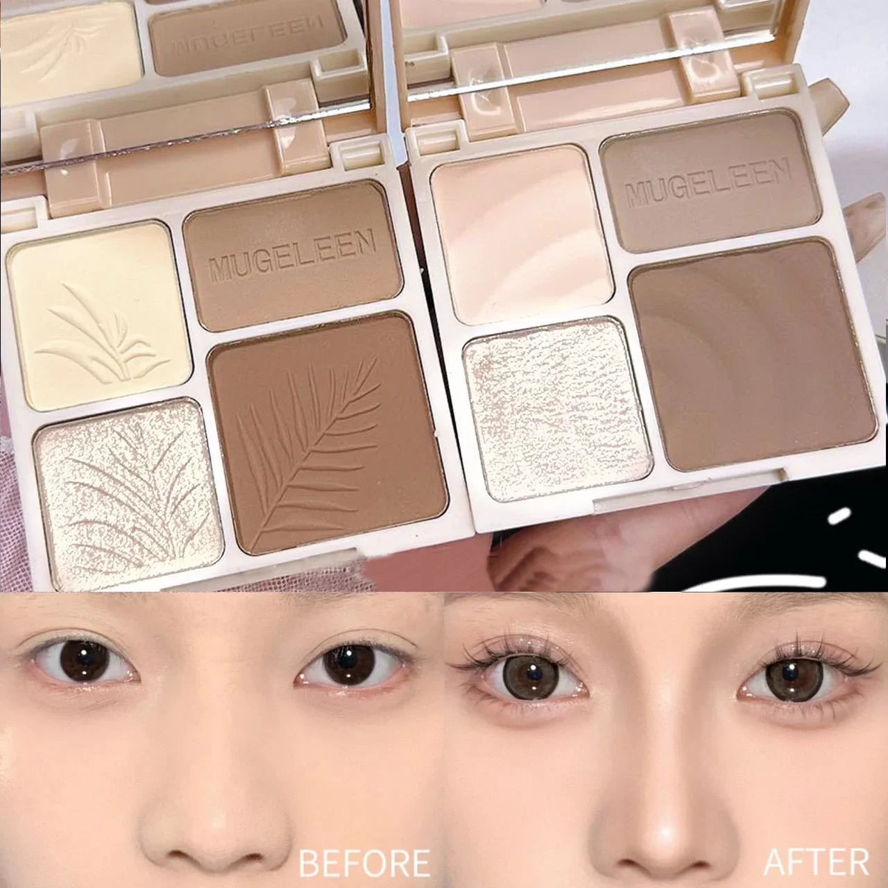 1Pc Highlight Repair Matte Fine Glitter Comprehensive Silhouette Nose Shadow Makeup Palettes Face Brightening Four-color Palette