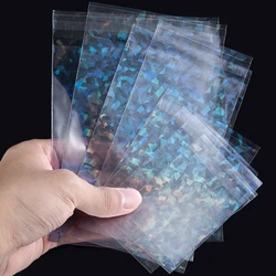 50 stücke holo graphische Laser selbst klebende Tasche transparente Laser fragment Plastik beutel für Flash-Abzeichen Paket Tasche Karten hüllen