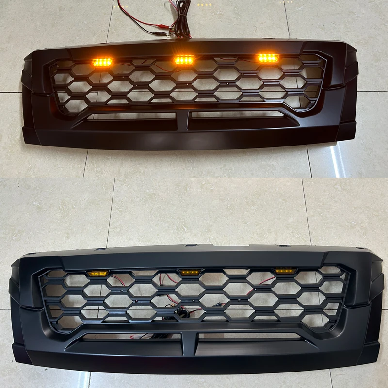 Amber LED Honeycomb Mask Cover For Isuzu DMAX D-MAX 2015 2016 2017 2018 2019 ABS Matte Black Front Grills Racing Grille