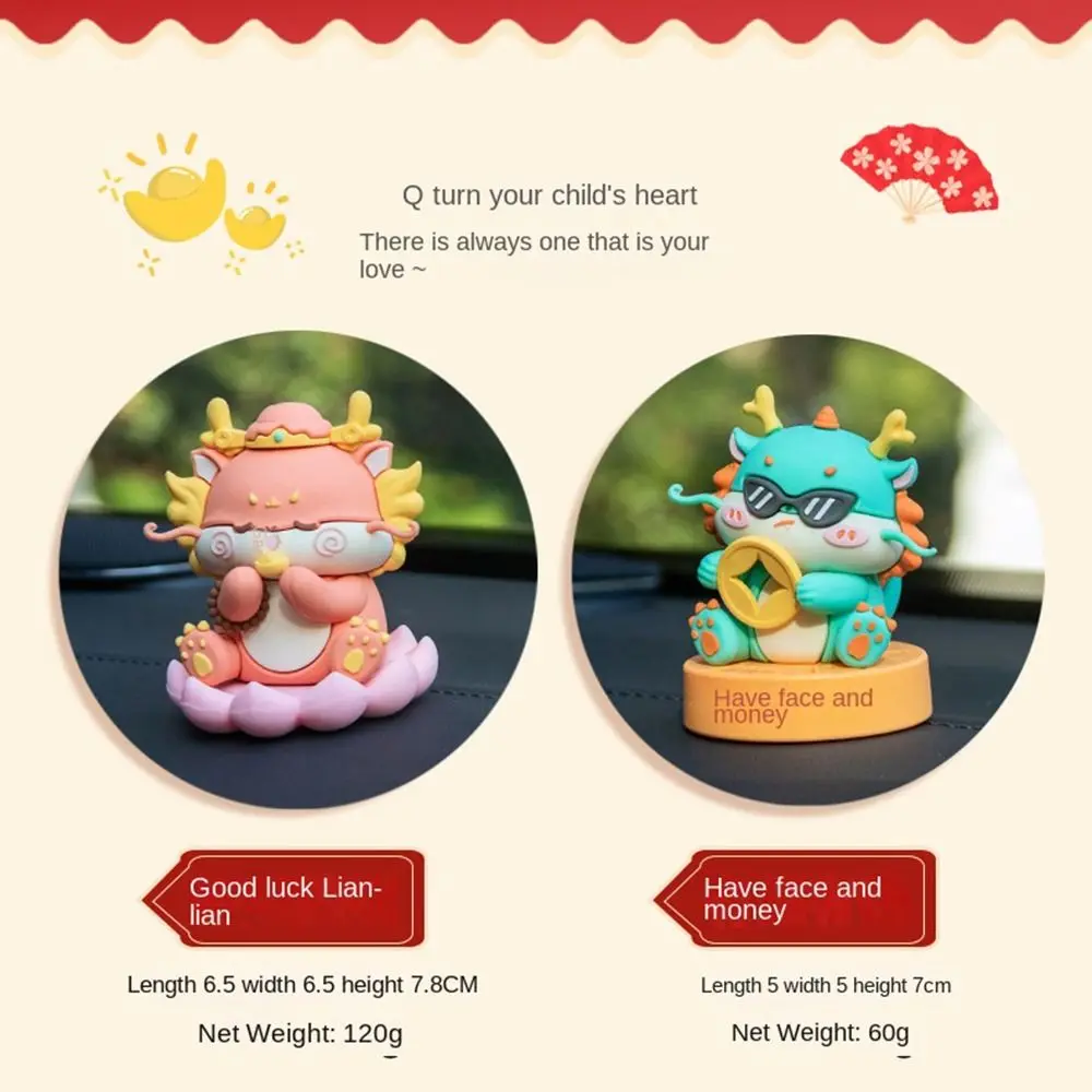 Cartoon Dragon Ornament creativo Silicone figurina di drago di buon auspicio piccolo regalo cinese della statua del drago del Festival di primavera