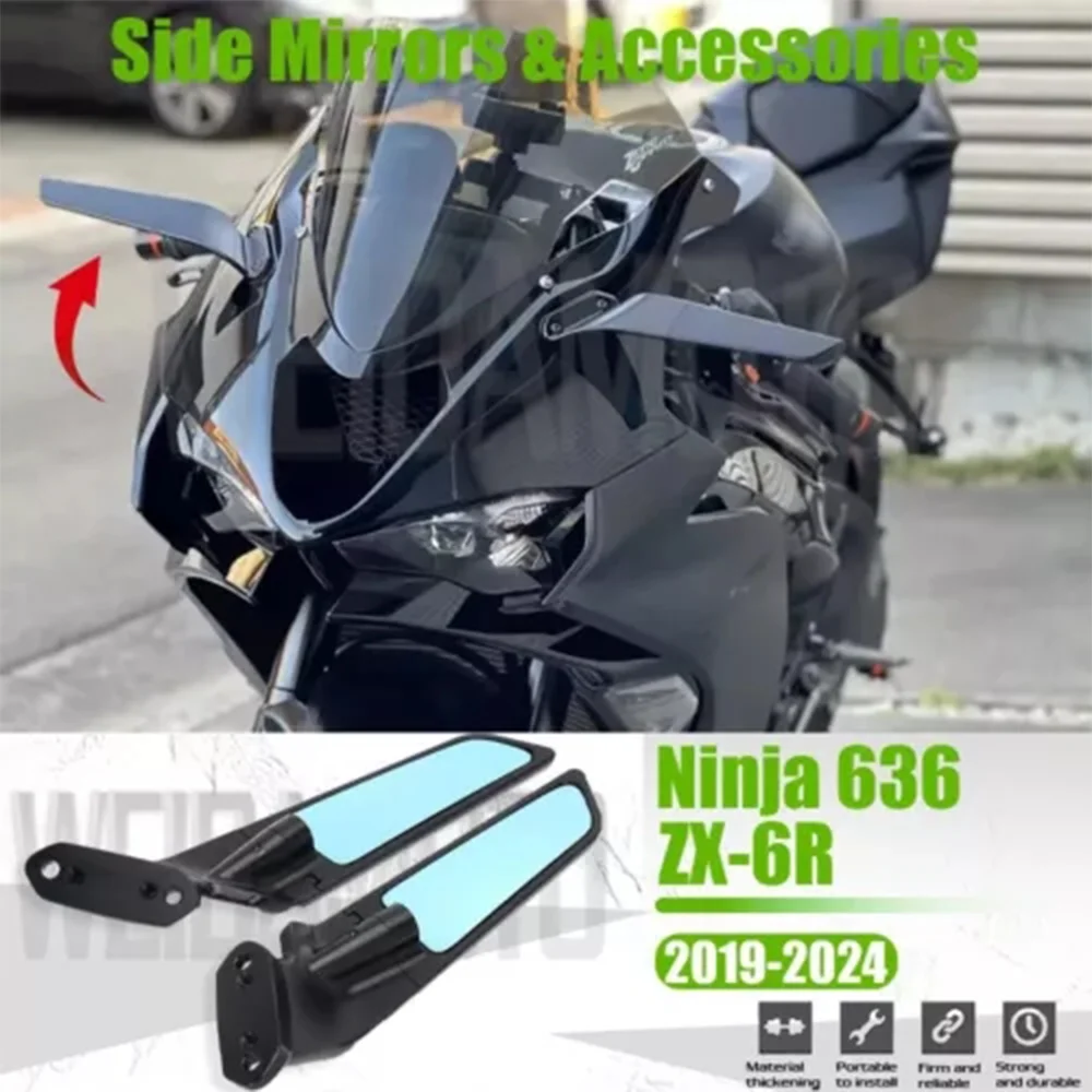 For Kawasaki Ninja636 ZX-6R Accessories Ninja 636 ZX6R Motorcycle Rear View Ninja 636 ZX-6R Mirror Side Mirror 2019-2025