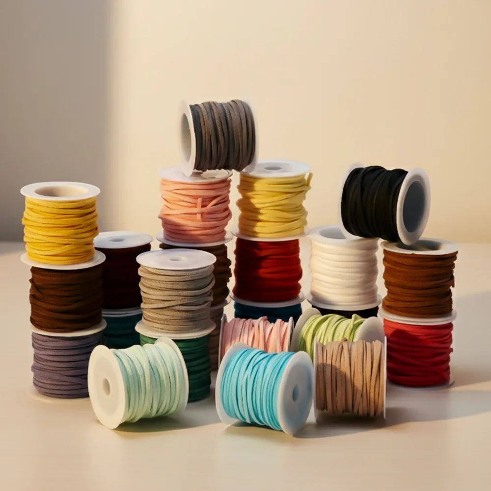 5m/14g Roll Korean Suede Leather Cord Double Sided Velvet DIY Braided Bracelet Necklace String Wholesale