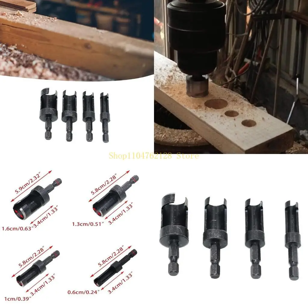 

4 Pieces Multifunctional Plug Cutter Drill Bit Set Carbon Steel Woodworking Chamfer Drill Bits 6mm/ 10mm/ 13mm/16mm best sale