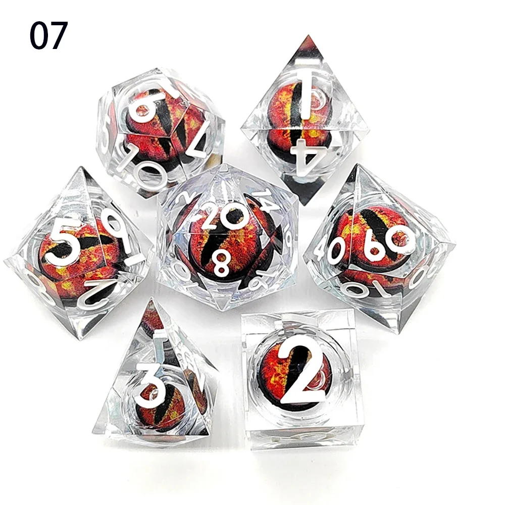 DND Longan Sharp Edge Number Polyhedral Resin Dice D+D Dice Set For Dungeon and Dragon Pathfinder Role Playing Game(RPG)MTG Dice