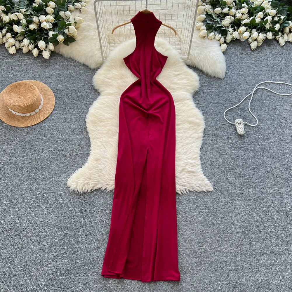 Abito a tubino sottile con scollo all'americana vintage chic Elegante fata moda coreana Boho Sundress abbigliamento donna