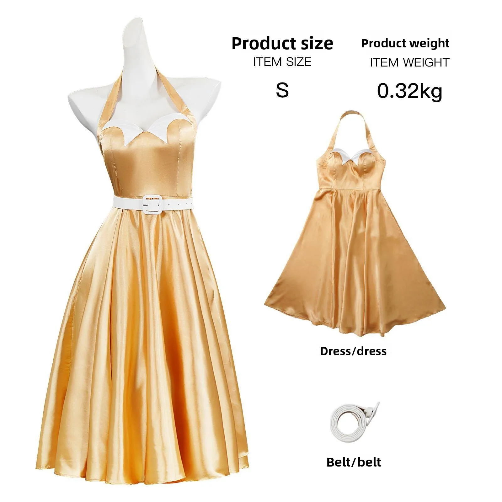 

Хэллоуин Новое желтое шелковое атласное платье с поясом, винтажное платье для косплея Doctor Mystery Dr для женщин