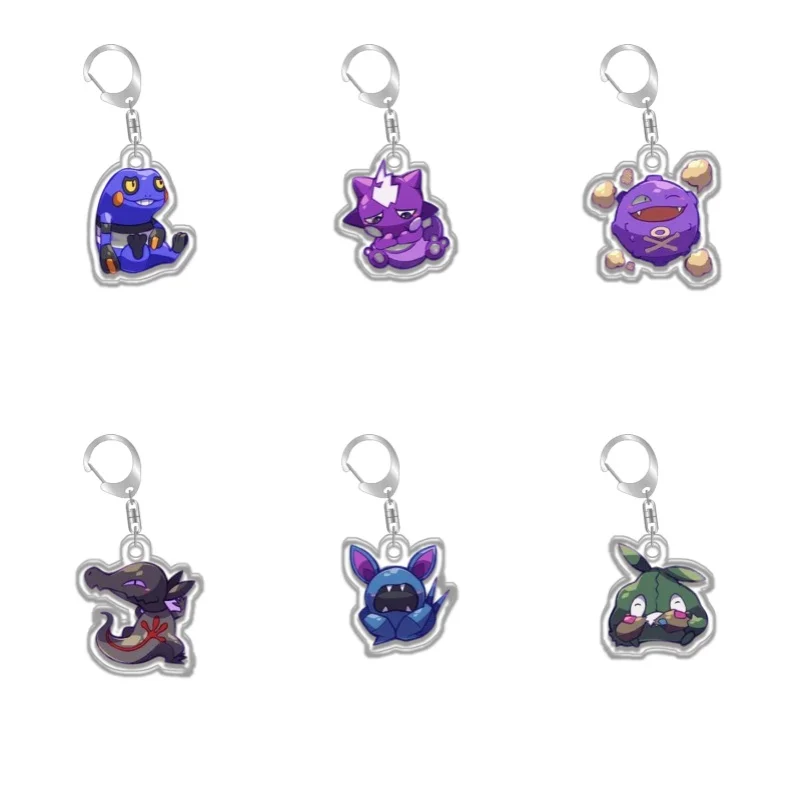 Croagunk Toxicroak Koffing Salazzle Zubat Trubbish Gulpin Original Llavero Colgante de Acrílico Hecho a Mano con Diseño de Dibujos Animados Bonitos de Anime, Juguete y Regalo