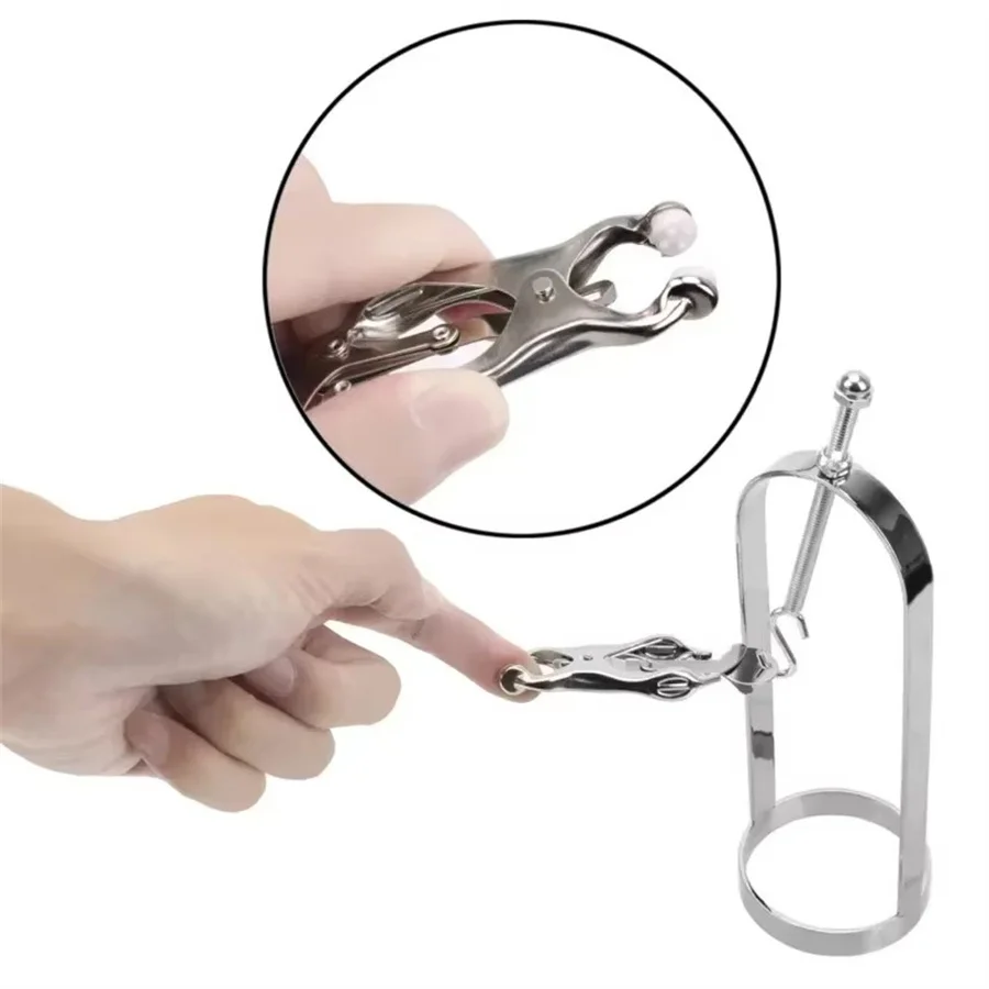 Morsetti per capezzoli in metallo Clip per gabbia per il seno Bondage Set Stimolazione del capezzolo Imbracatura femminile Bondage Giocattoli del sesso per coppie Giocattoli erotici