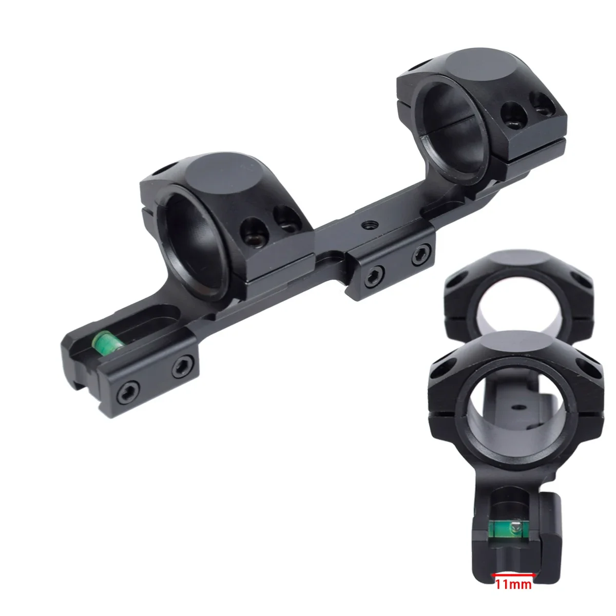 Anneau de montage de lunette de visée en porte-à-faux, base en queue d'aronde avec niveau à bulle, accessoires de chasse, 1 po, 25.4mm, 30mm, 11mm