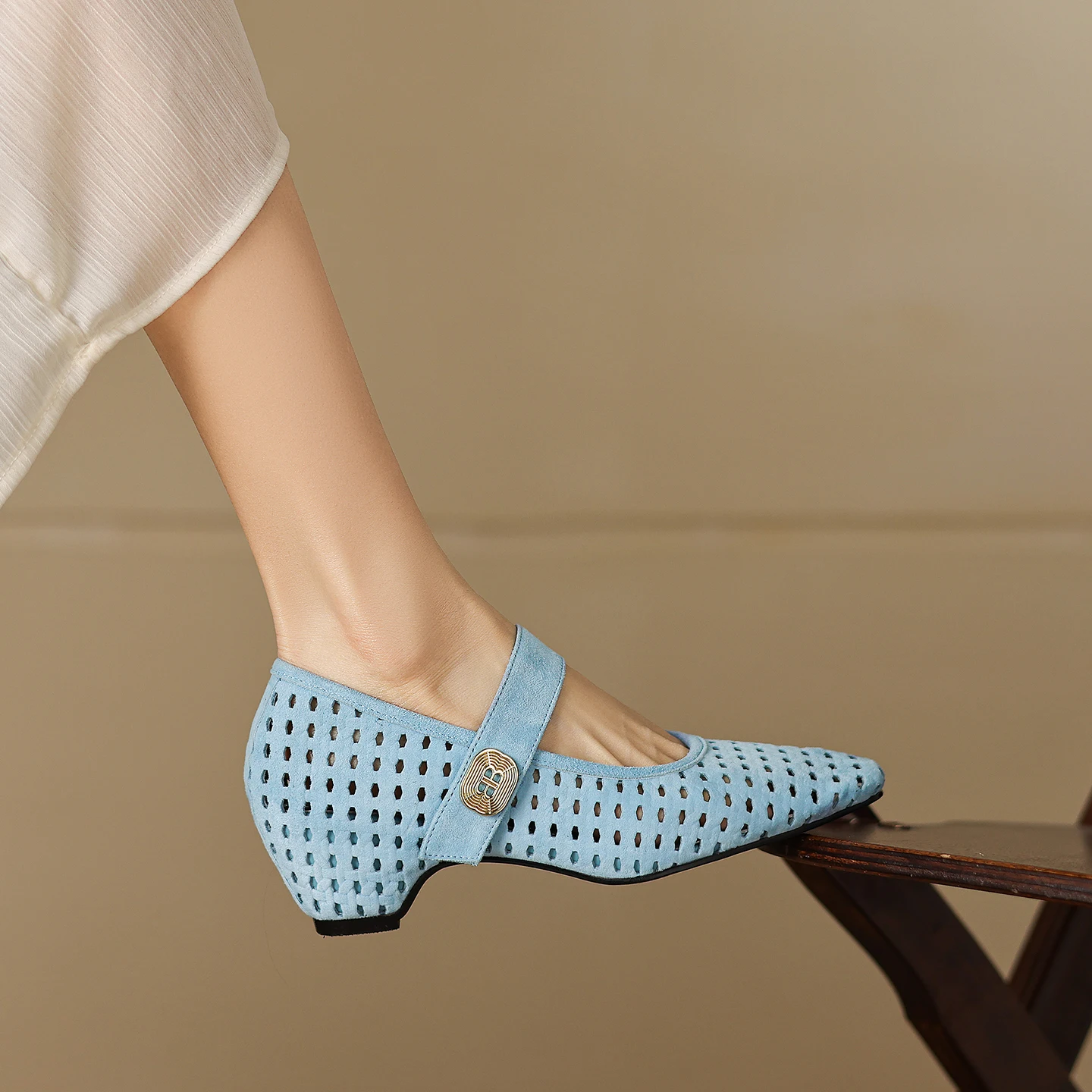 

Genuine Leather Sheepskin Women Sandals Wedges Heels Hollow out Breathable Women Shoes,Fashion High Heels