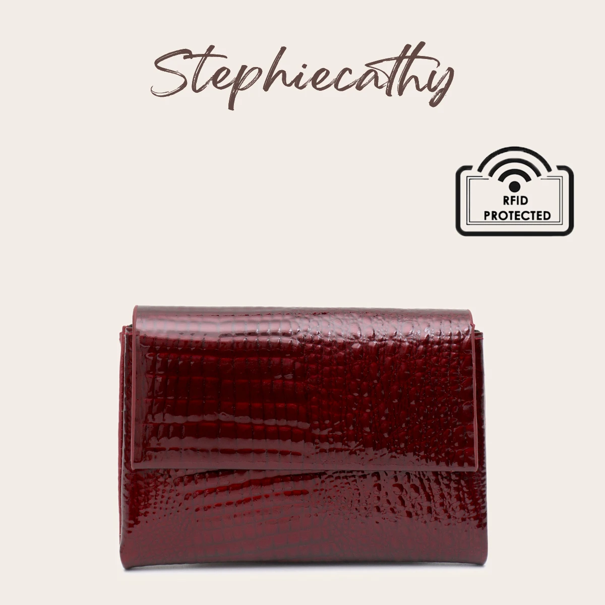 SC Luxury Croc Pattern Patent Leather Trifold Short Wallet For Women Multi Pockets Cash Slots Coin Purse Card Holder Portable