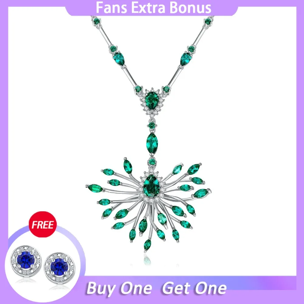 GZ ZONGFA 4.5ct Created Emerald Tree of Life Necklace Pendant Gemstone Necklace for Women 925 Sterling Silver Fine Jewelry