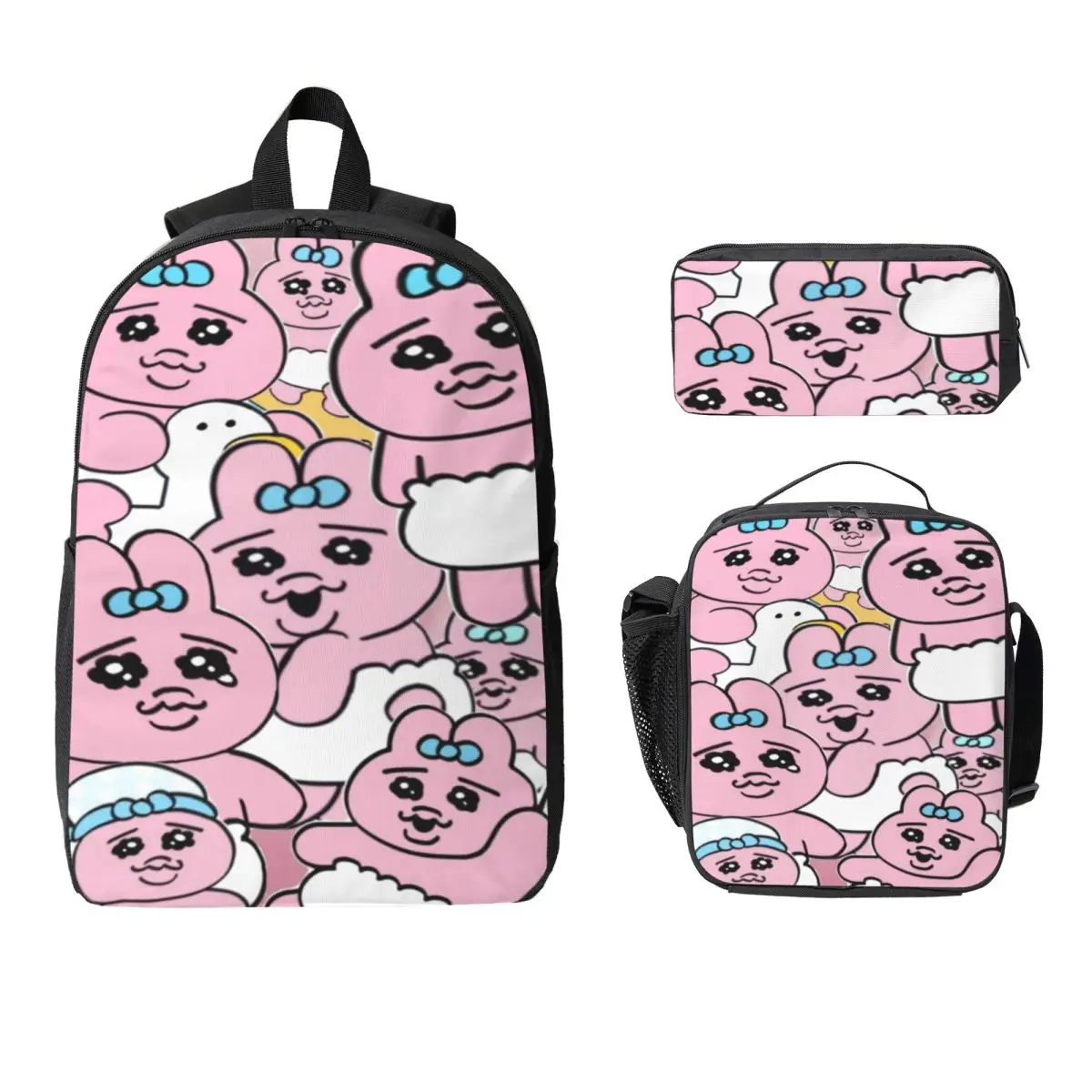 3 pezzi Opanchus Cute Usagis Bunny borse da scuola Set per bambini Scatole per matite Set di zaini con scatola per il pranzo Zaino per studenti delle scuole