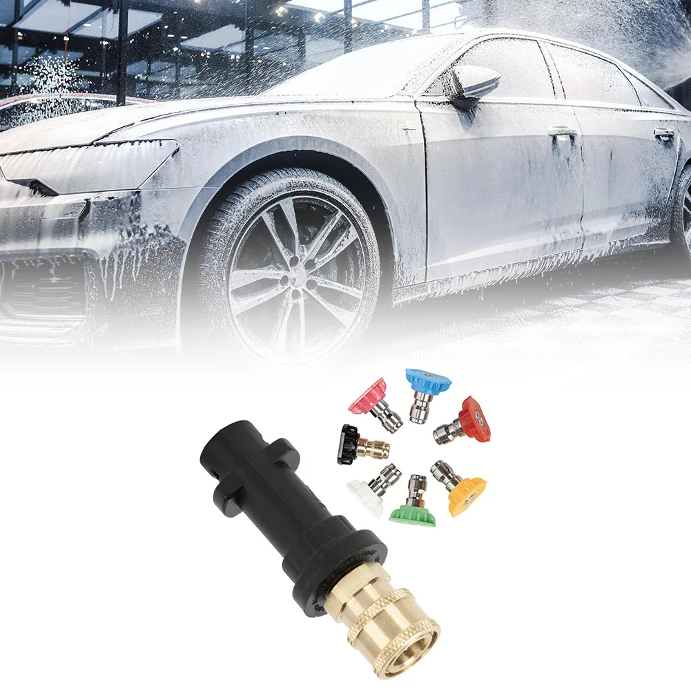 

For Karcher-Compatible Pressure Washer Adapter 1/4 inch Quick Connect with Multiple Nozzle Angles Brass Housing