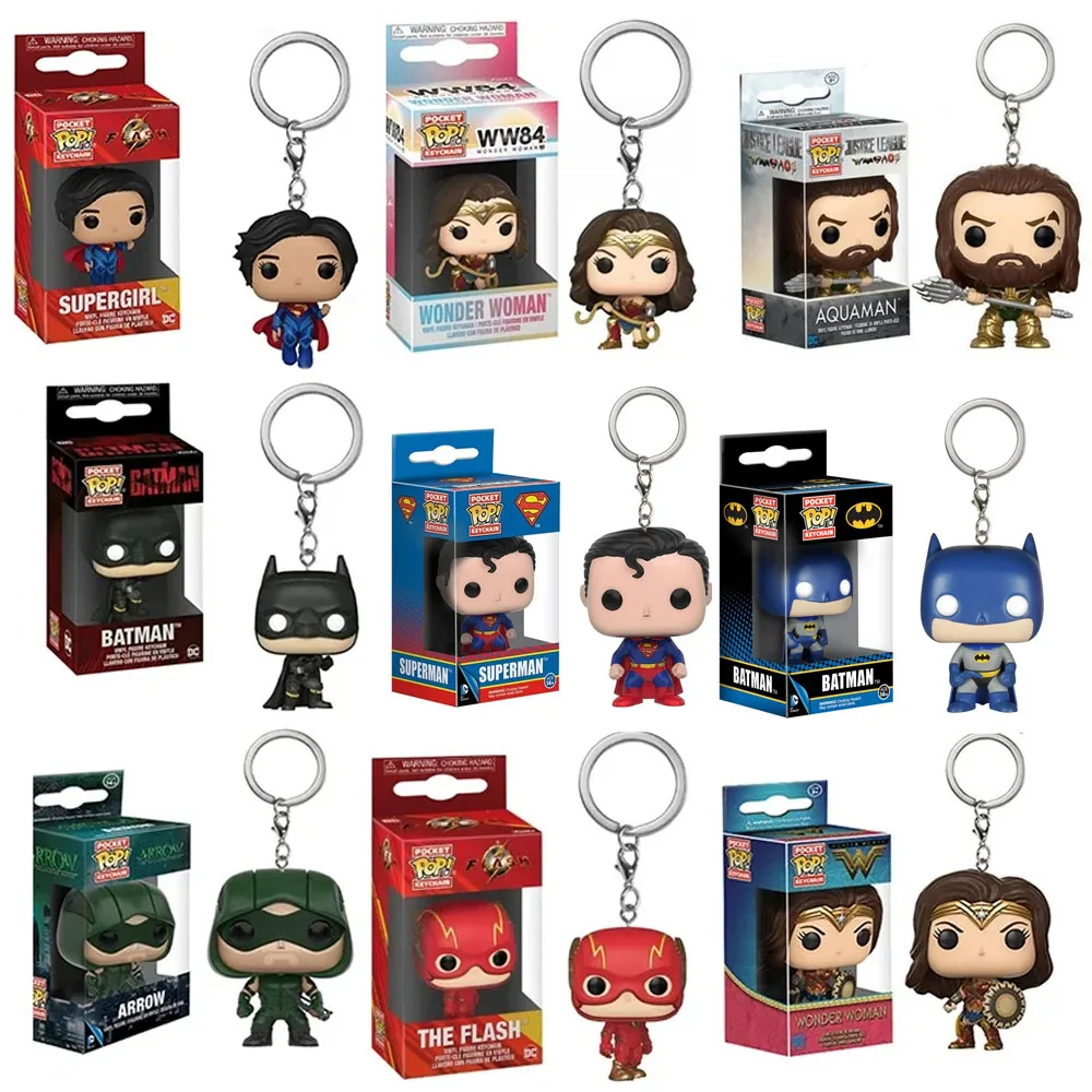 Поп-брелок Funko, Супермен, вспышка, Аквамен, Бэтмен, стрела, дьявол, чудо-женщина, цифборг, экшн-фигурка, коллекционные игрушки