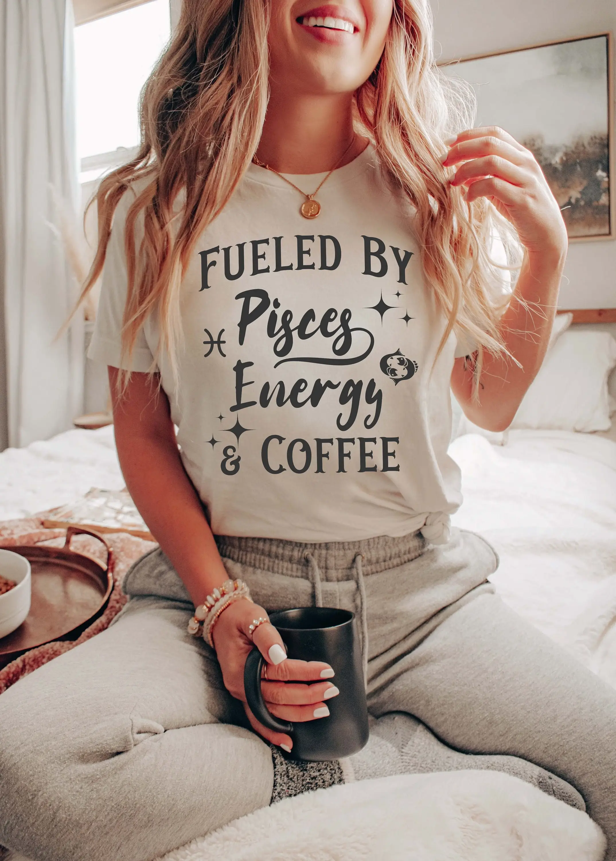 Pisces Zodiac T Shirt Coffee Lover Energy For Lovers Horoscope Addict Sign