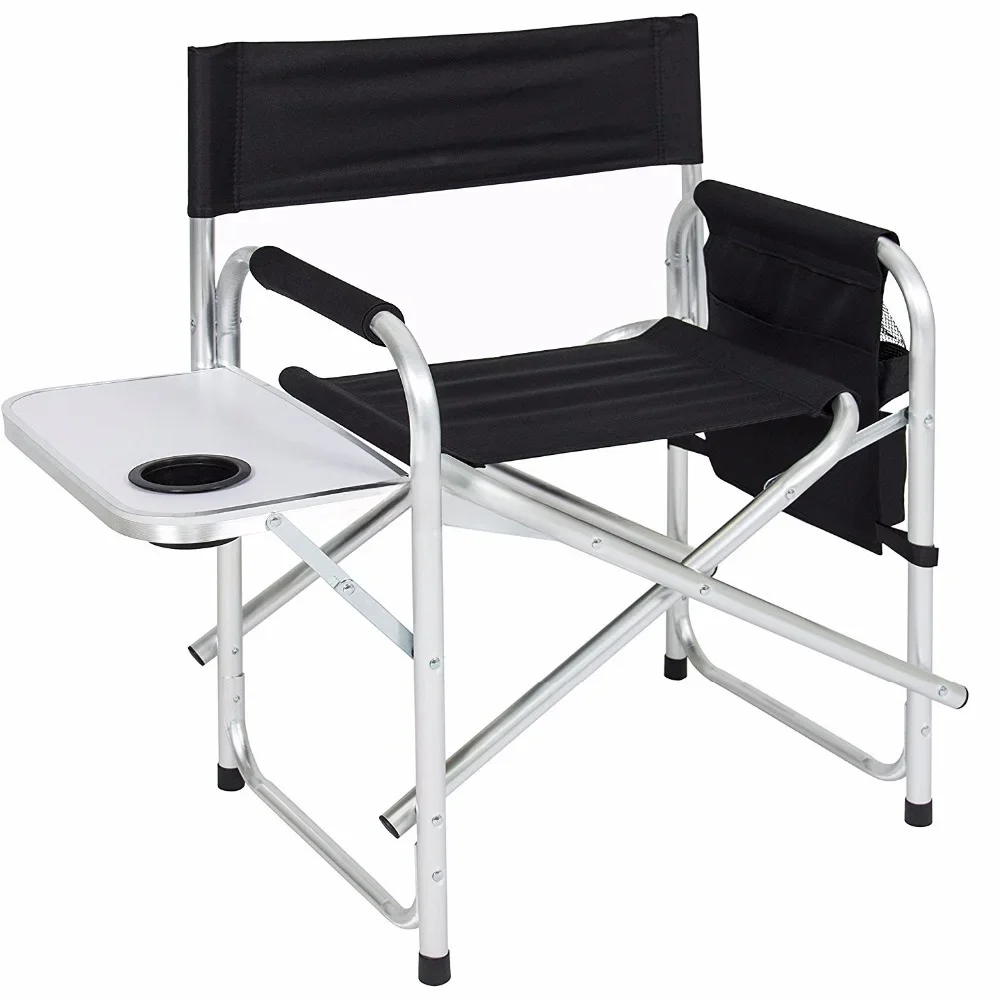 

High-back aluminum folding chairs, folding directors' chairs and portable camping chairs are easy to carry and store.
