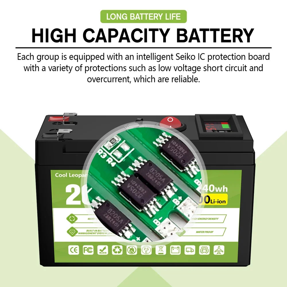 Imagem -06 - Bloco Atualizado da Bateria de Lítio Corrente Alta Bms Incorporado 5v 2.1a Porta de Exposição do Poder do Usb Carregador 12v 20ah 21700