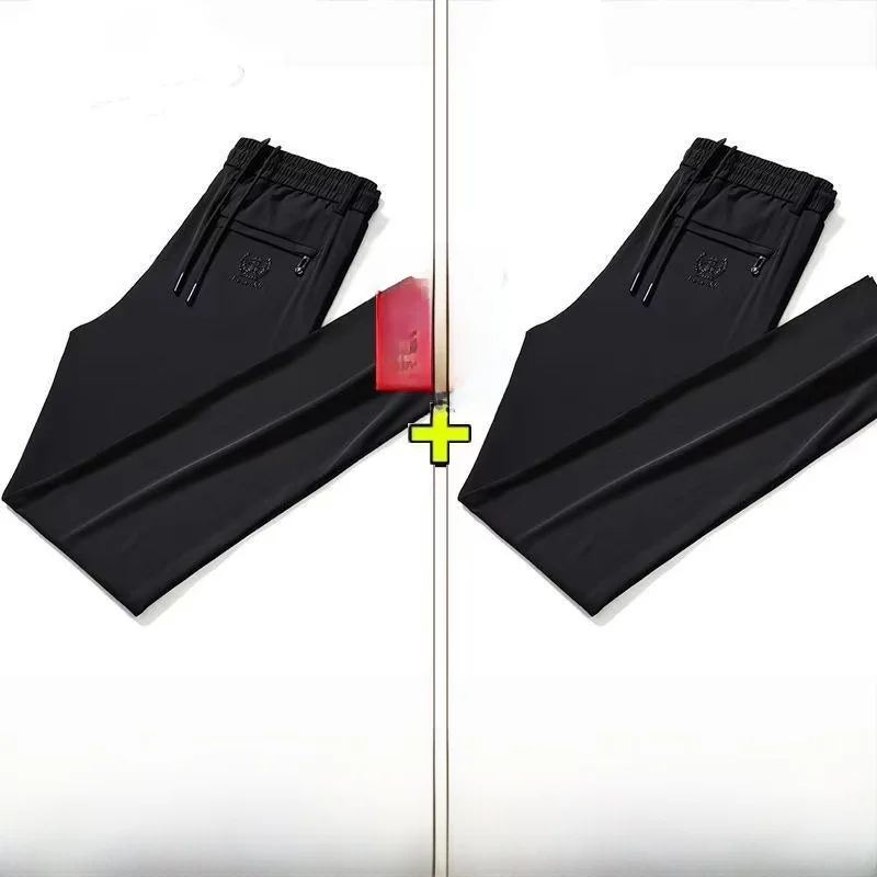 

Ice Silk Men's Summer Thin Elastic Loose Qui Dry Sports Casual Straight Leg Pants High Waist Elastic Waisand Anti-Wrinkle