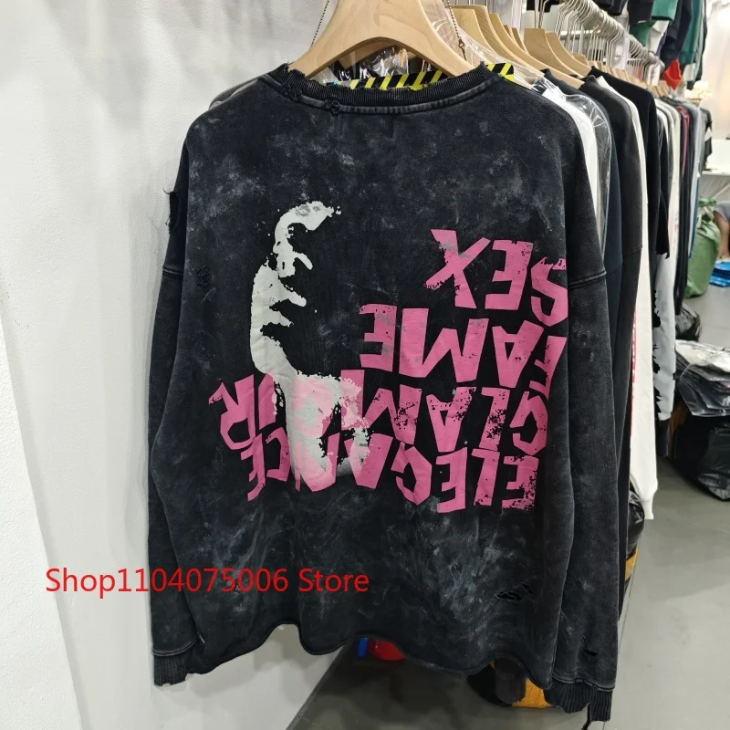 سانت القطن هوديي الرجال الرجعية المتعثرة مجردة طباعة جولة الرقبة الخريف الشتاء البلوز ملابس رياضية كاجوال