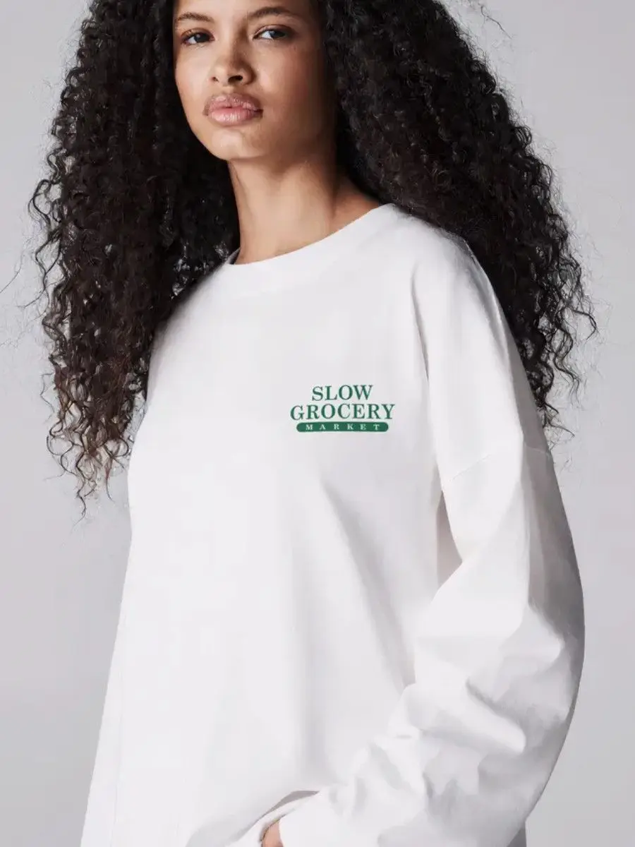 

Французская стильная белая блузка из чистого хлопка, свитер с круглым вырезом, футболки, осенние топы, милые тонкие толстовки с буквенным принтом в стиле ретро, свободные