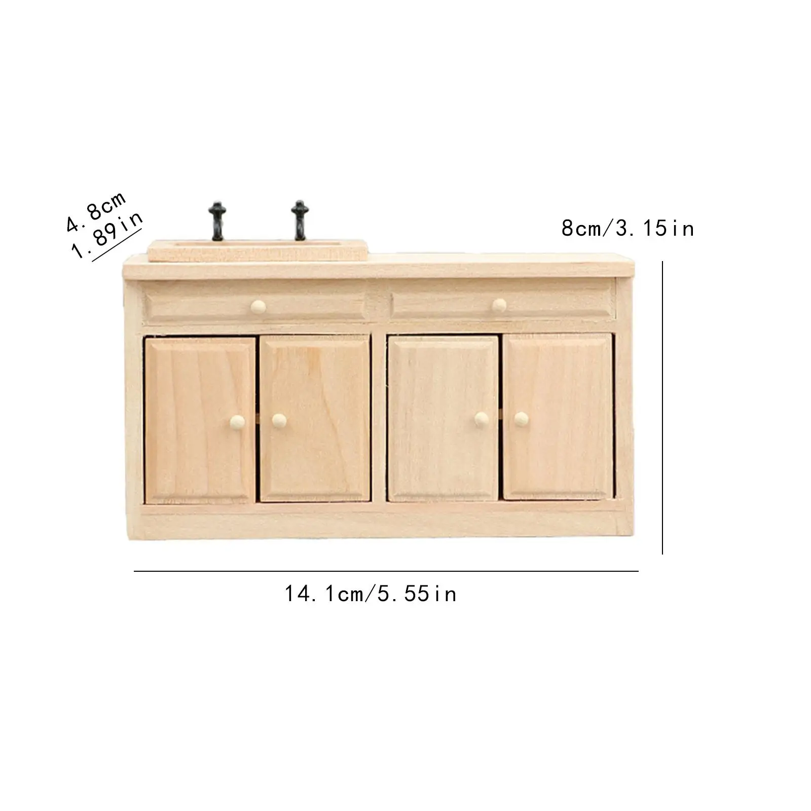 1/12 ตุ๊กตาจิ๋วน้ำหนักเบาโต๊ะข้างเตียงตู้กับข้าวสำหรับ DIY รุ่นของขวัญ