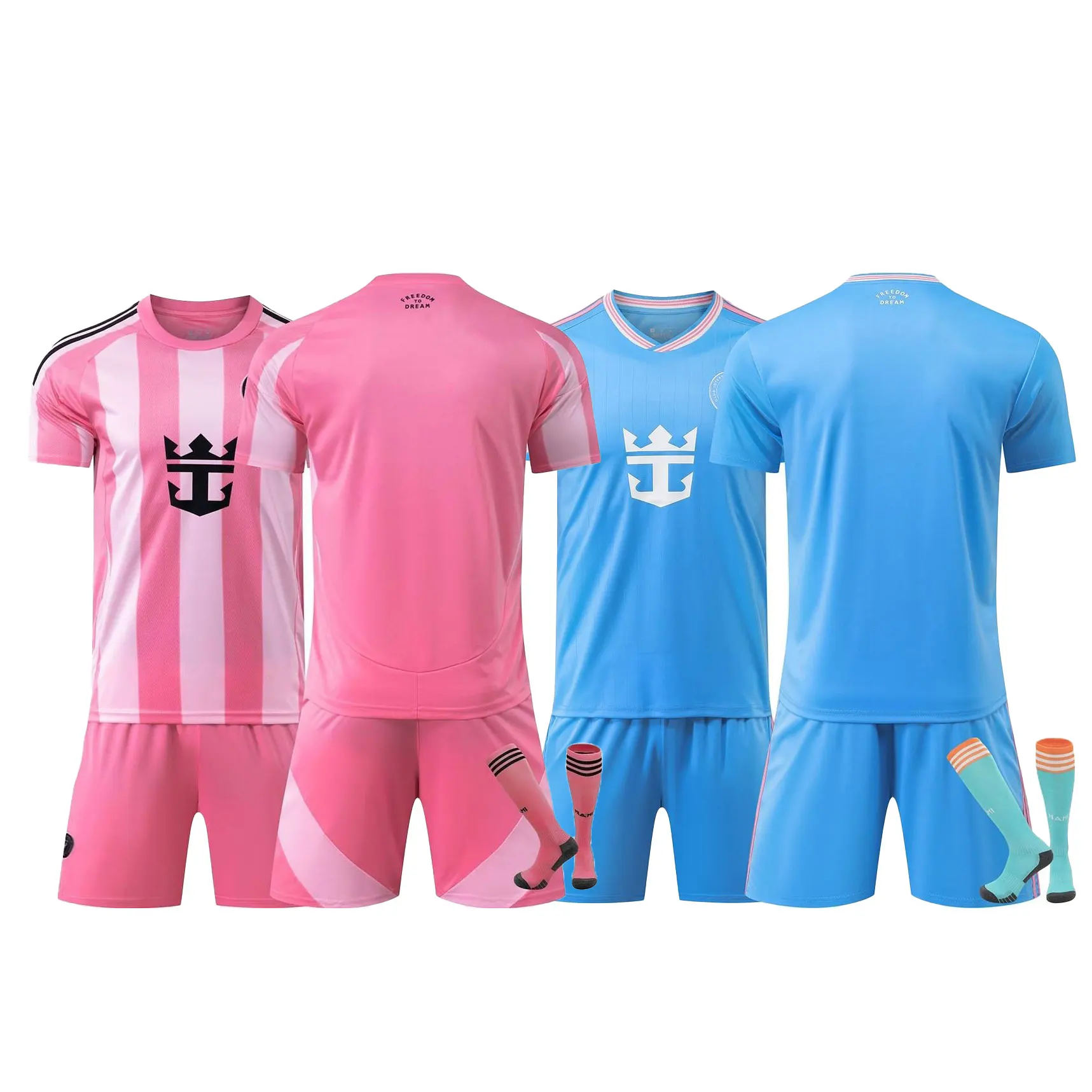 Nouvelle saison 25/26, maillots domicile et extérieur de Miami, maillots Messi, ensembles de football pour enfants et adultes, ensemble bleu