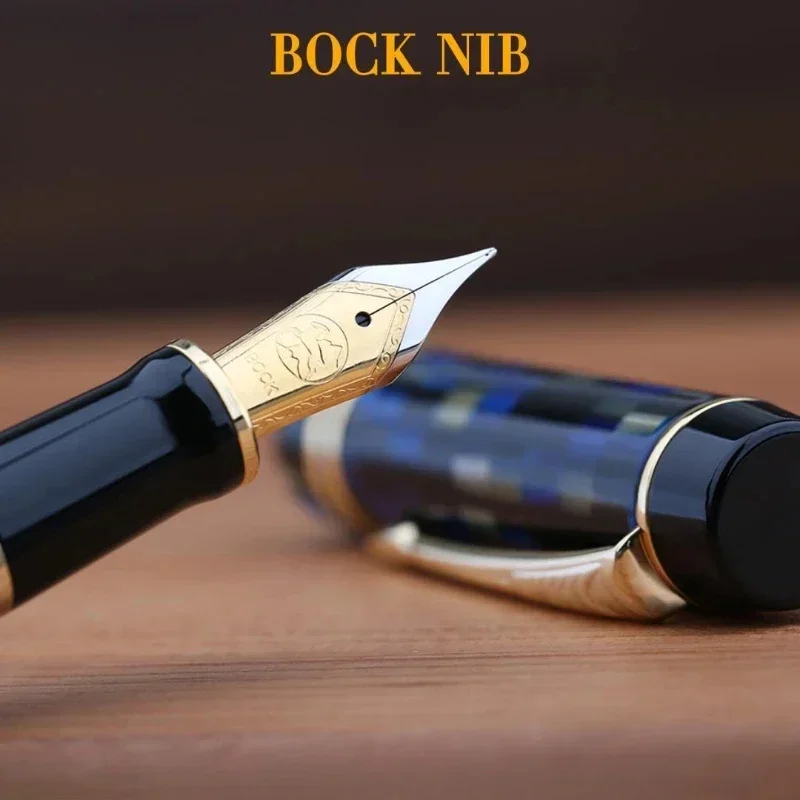 Hot MAJOHN M600 Resin Checkerboard Pattern Fountain Pen German BOCK Bicolor F 0.5mm Tip Ink Pen Luxury Office School Supplies Gi