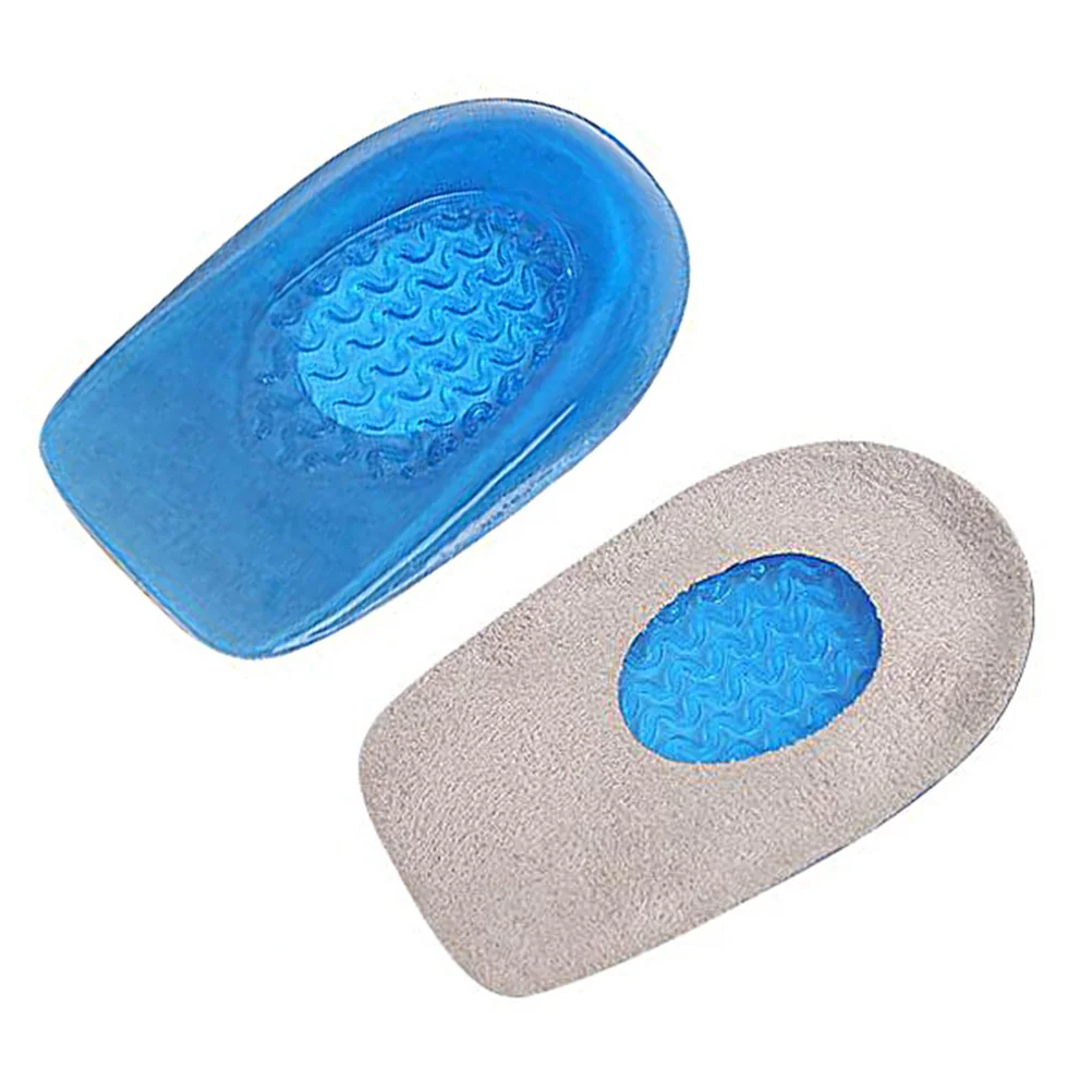 

1 Pair Elastic Gel Heel Insoles Heel Pads Shock-absorbing Half Pad Heel Pain Relief Pad for Women and Men (Dark Blue L 40-46)