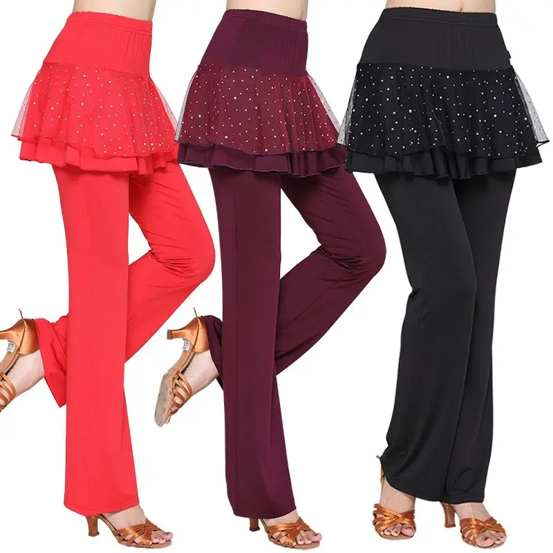 New Square Dance Costume Skirt Pants Adult Women Summer Milk Silk Dance Pants Practice Performance Clothing Trousers