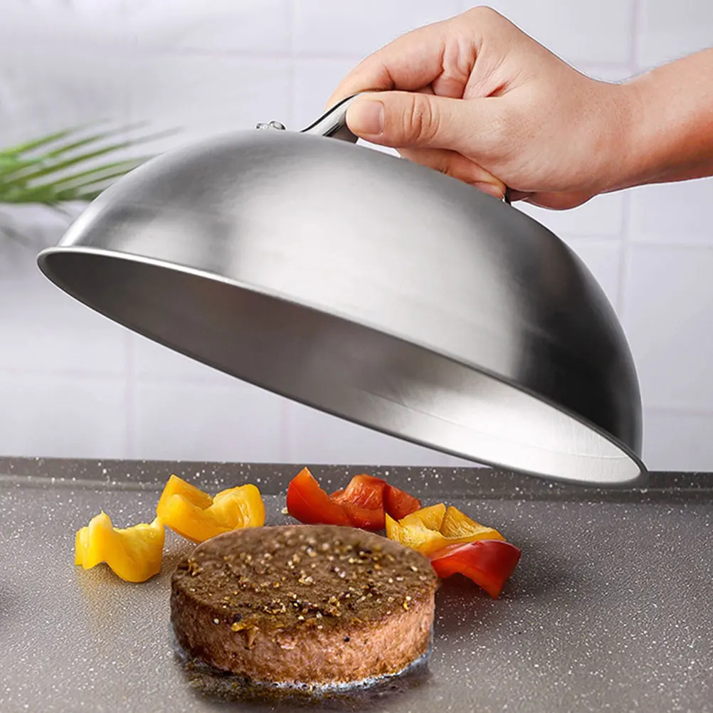 

2pcs Stainless Steel BBQ Pot Lid 9 Inch Durable Reusable Pan Cover Easy Clean Kitchen Accessories Metal Lids for Pots Frying
