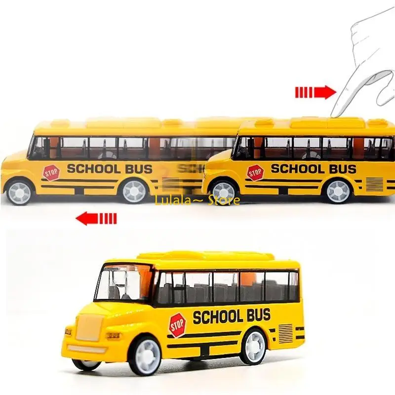 Y4QA simuleert prachtige body model schoolbusspeelgoed met pull-back die cast school buk-actie voor meer dan 3 jaar oude