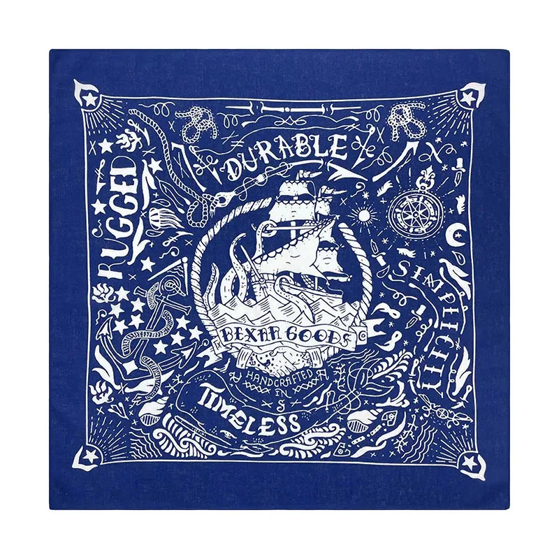 Nautical Print Square Scarf High Quality Hip Hop Street Dance Cotton Hijab Men Bandana Scarves Headband Paisley Woman Boys Gifts