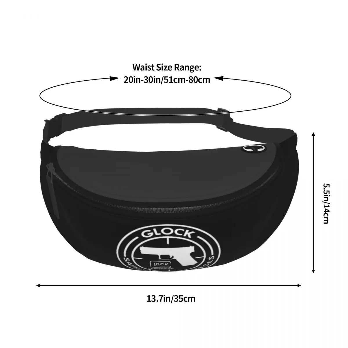 Casual Shooting Sports Tactical Glock Fanny Pack for Travel Hiking Men Women Crossbody Waist Bag Phone Money Pouch