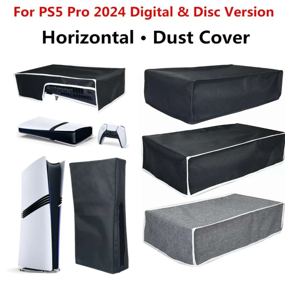 غطاء غبار عمودي لوحدة التحكم PS5 Pro 2024 الرقمية/القرص حامي الغبار المضادة للخدش الغبار الحرس 1680D أكسفورد القماش الغبار كم