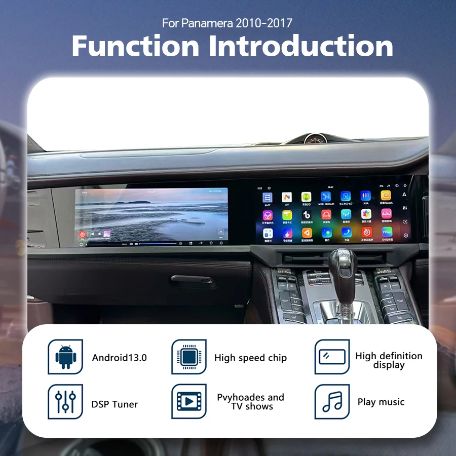 RHD Car Navigation Android 13 For Porsche Panamera 970 Upgraded Interactive Dual Screen Multimedia Player Carplay GPS Head Unit