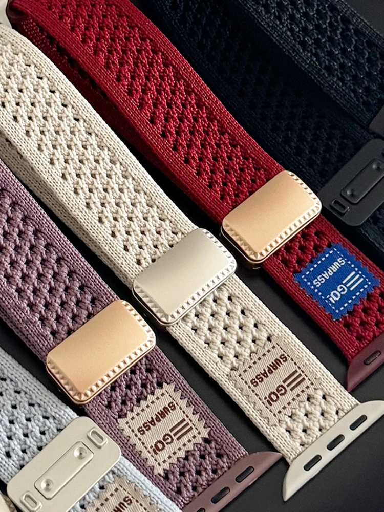 الفرقة المغناطيسية لساعة أبل الترا 10 9 8 7 6 SE 5 النايلون تنفس سوار حزام ل iWatch 38 40 مللي متر 41 مللي متر 42 مللي متر 45 مللي متر 46 مللي متر 49 مللي متر