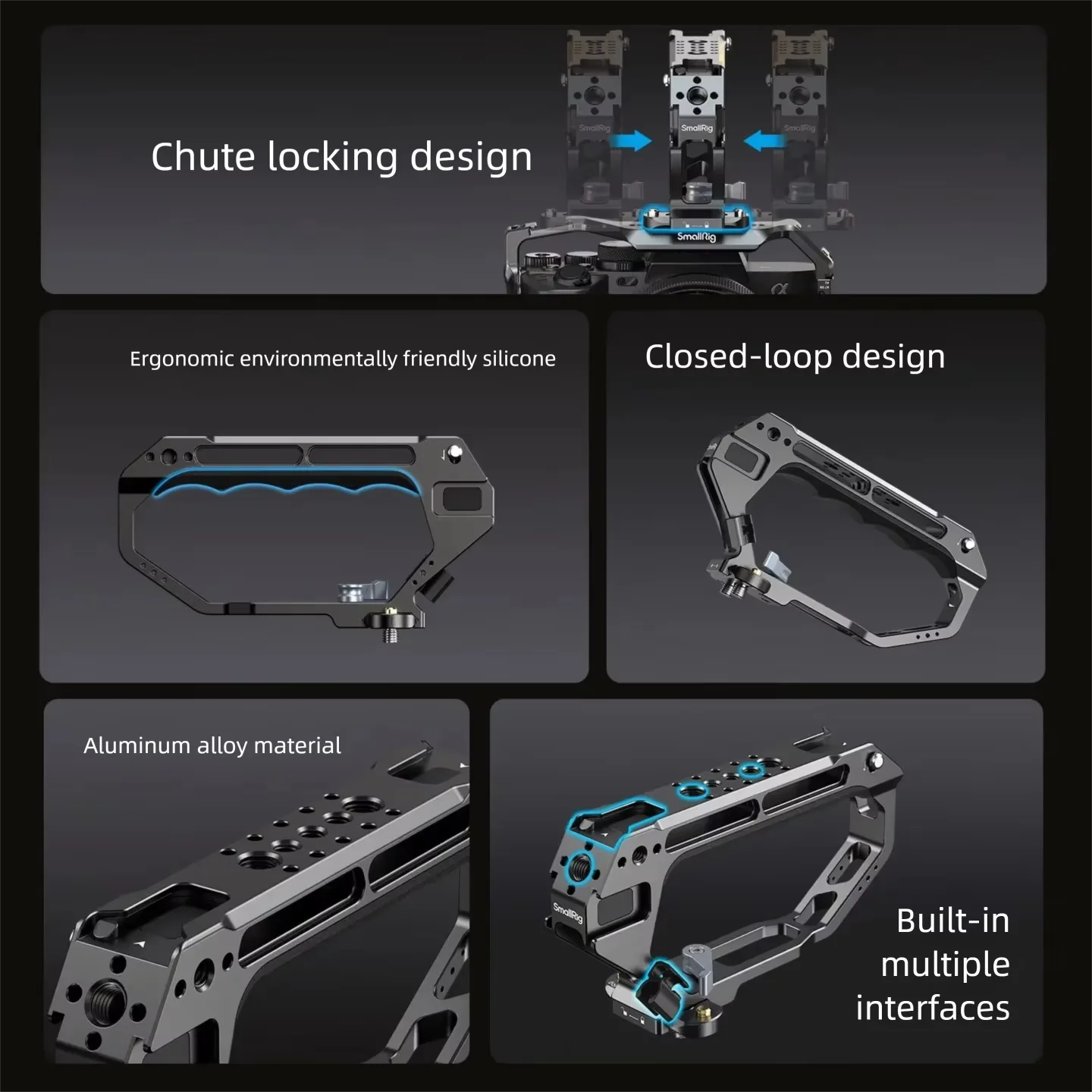 SmallRig Closed Slot Top Handle, Sliding Bar Handheld Grip, Top Handle, Camera Cage Expansion Frame Accessories 5661
