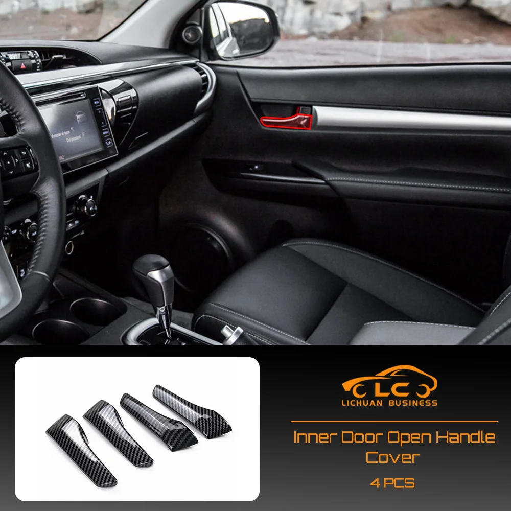 

4pcs Door Interior Open Handle Cover ABS Carbon Fiber Color for Toyota Hilux Revo Rocco Conquest 2015 2016 2017 2018 2019 2020