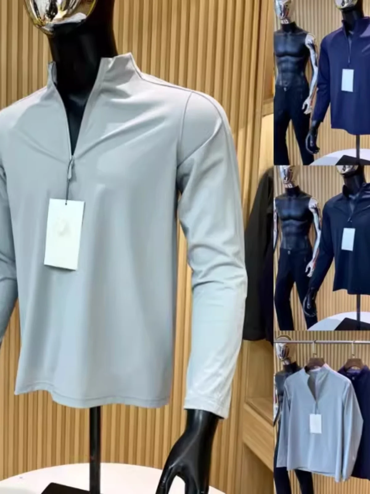 

High-End Qui-Dry Outdoor Sports Long Sve T-irt Stand Collar Ba Glue ket Men's Faion Spring 2024 Stand Fit