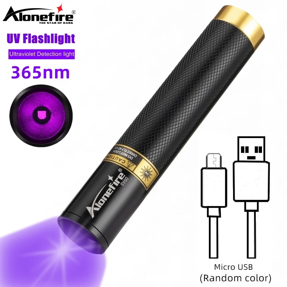 

365nm Led Black light UV Flashlight Usb Rechargeable Invisible ink Pets Stain Leakage Marker Ore Money Scorpion Detection lamp