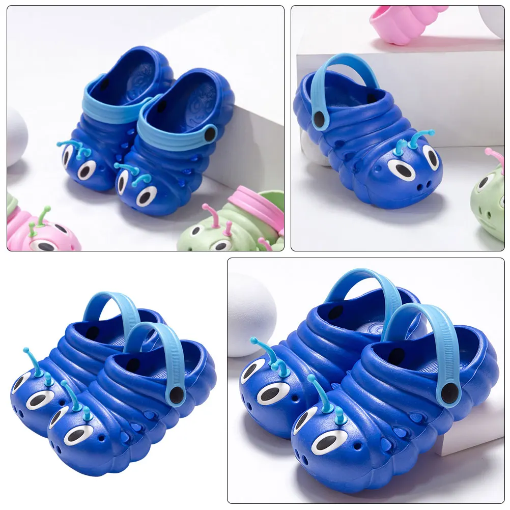 

1Pair Children Caterpillar Summer Slippers Eva Non-Skid Beach Sandals Lightweight Cartoon Kids Comfortable Shoes