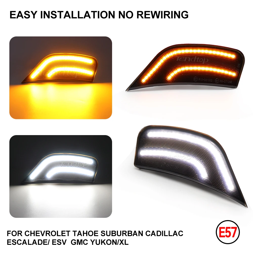 Amber Front LED Side Marker Lights Fit For Chevrolet Yukon/Yukon XL/Yukon Denali/Tahoe/Suburban/Escalade/Escalade ESV 2021-2022