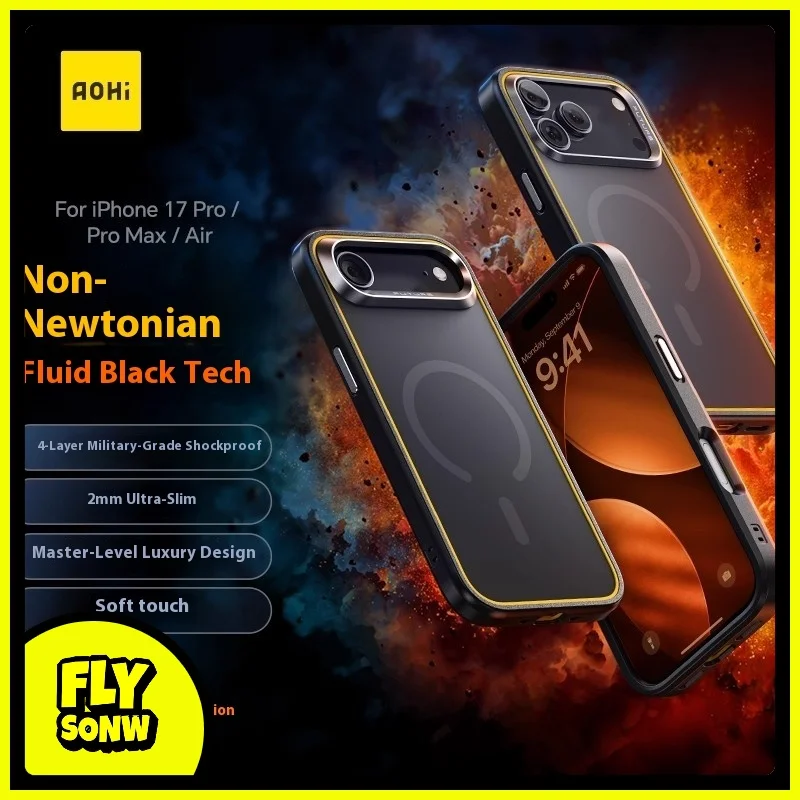 

Aohi Non Newtonian Fluid P4U Black Technology Magnetic Anti Drop Case for iPhone 17 ProMax All Inclusive Air Apple Phone Case